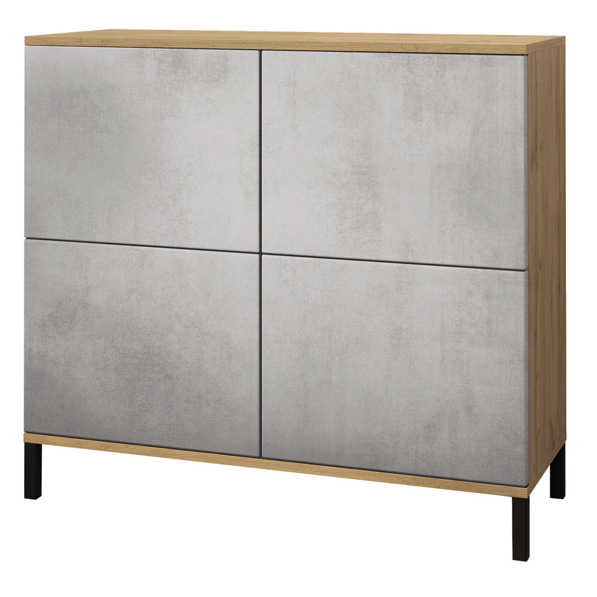 KOMMODE Rova Beton Oxid Optik - Hellgrau, Holzwerkstoff (92.5/83.5/35cm) - Vladon