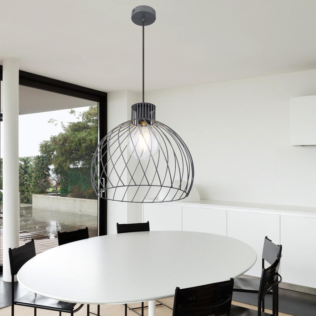 HÄNGELEUCHTE Metall Geflecht Grau - Grau, Metall (35/35/120cm)