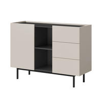 KOMMODE mit Schubladen Noel 1D3S 120 Kaschmir / Schwarz - Kaschmir/Schwarz, Holzwerkstoff/Metall (120/87/42cm) - mzm24