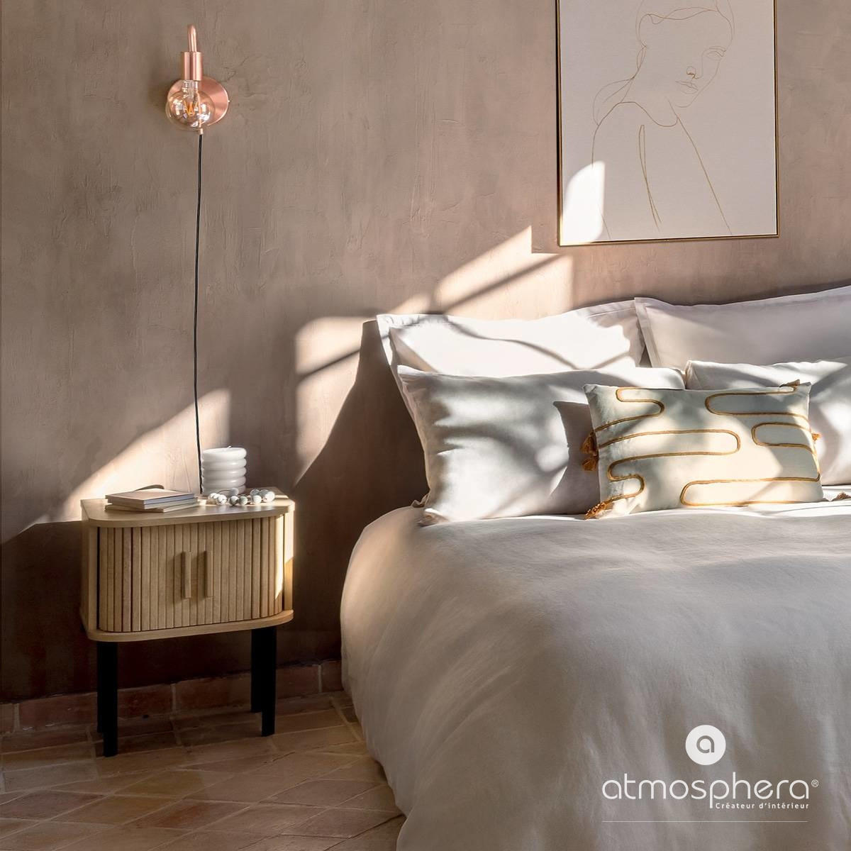 NACHTSCHRANK Colva 40/40/53 cm - Beige, Holzwerkstoff (40/53/40cm) - Atmosphera Createur d´interieur