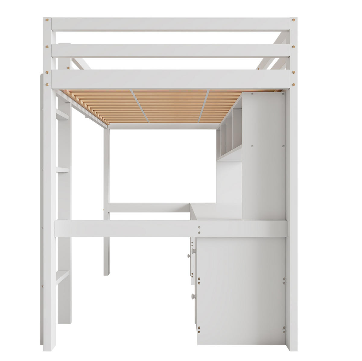 HOCHBETT 90/200 cm Weiß mit Schreibtisch und Stauraum - Weiß, Holz (90/200cm) - Flora Grace