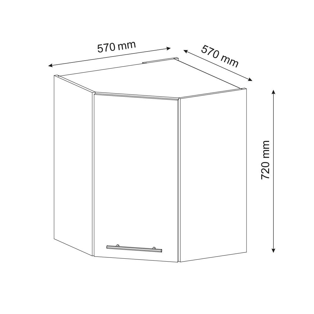 Thumbnail - Vicco Eckhängeschrank, Weiß, Anthrazit, Holzwerkstoff, 3 Fächer, Formgebogen, 57x72x34.1 cm, Küchen, Küchenmöbel, Küchen...