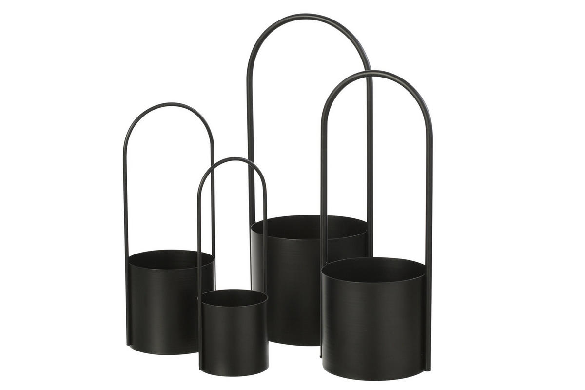 BLUMENTOPF EISEN Schwarz - Schwarz, Metall (18.5/48cm) - J-Line