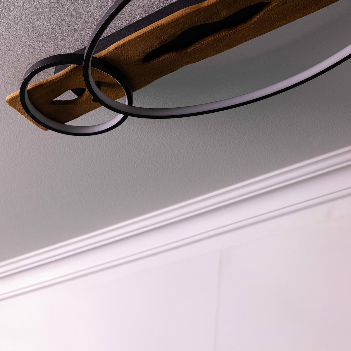 DECKENLEUCHTE Pirus G99292/76 - Schwarz, Holz (30.5/70/8.5cm) - Brilliant