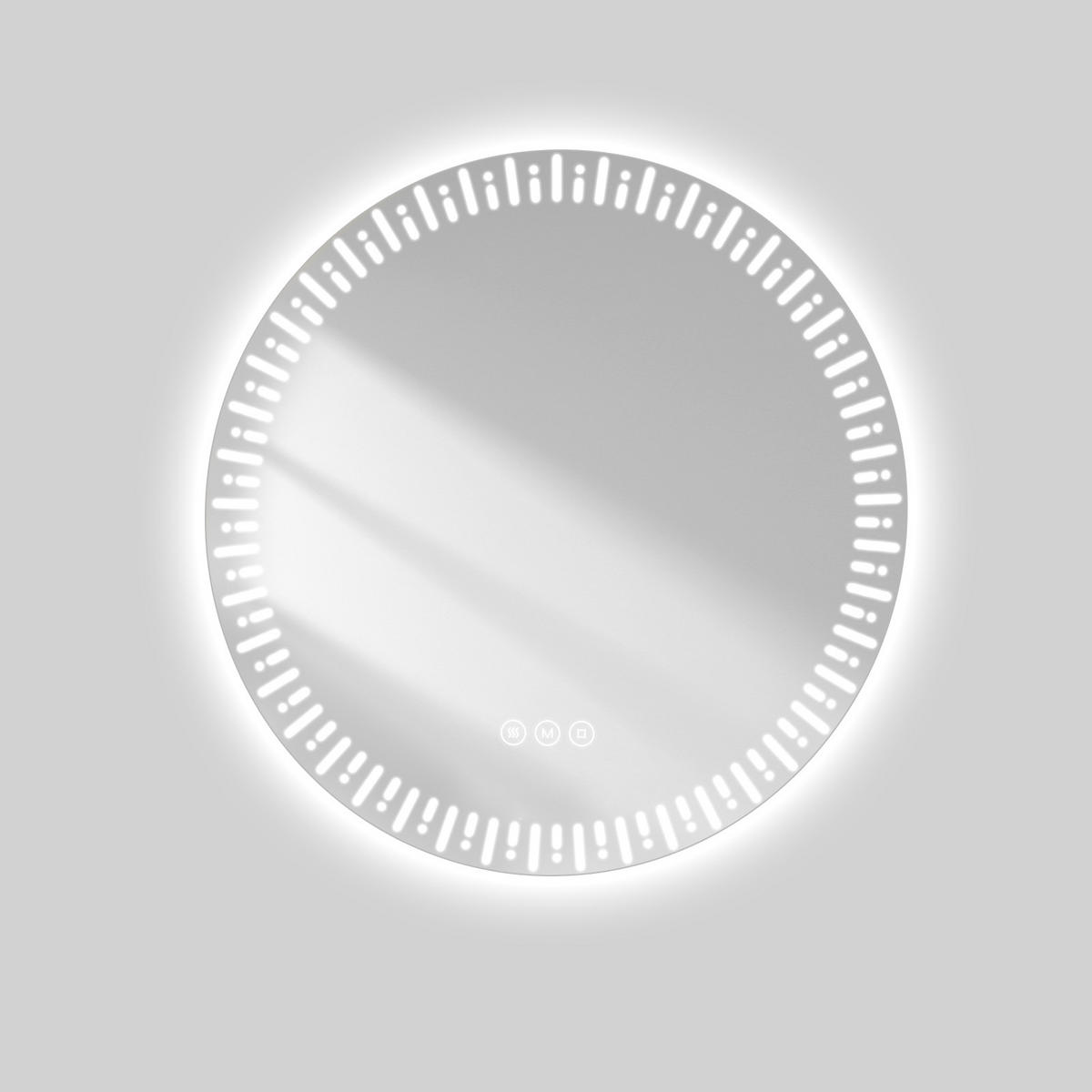BADSPIEGEL Runder mit Beleuchtung mit Muster ф70 cm - Weiß, Glas (70/2.9/70cm) - EMKE