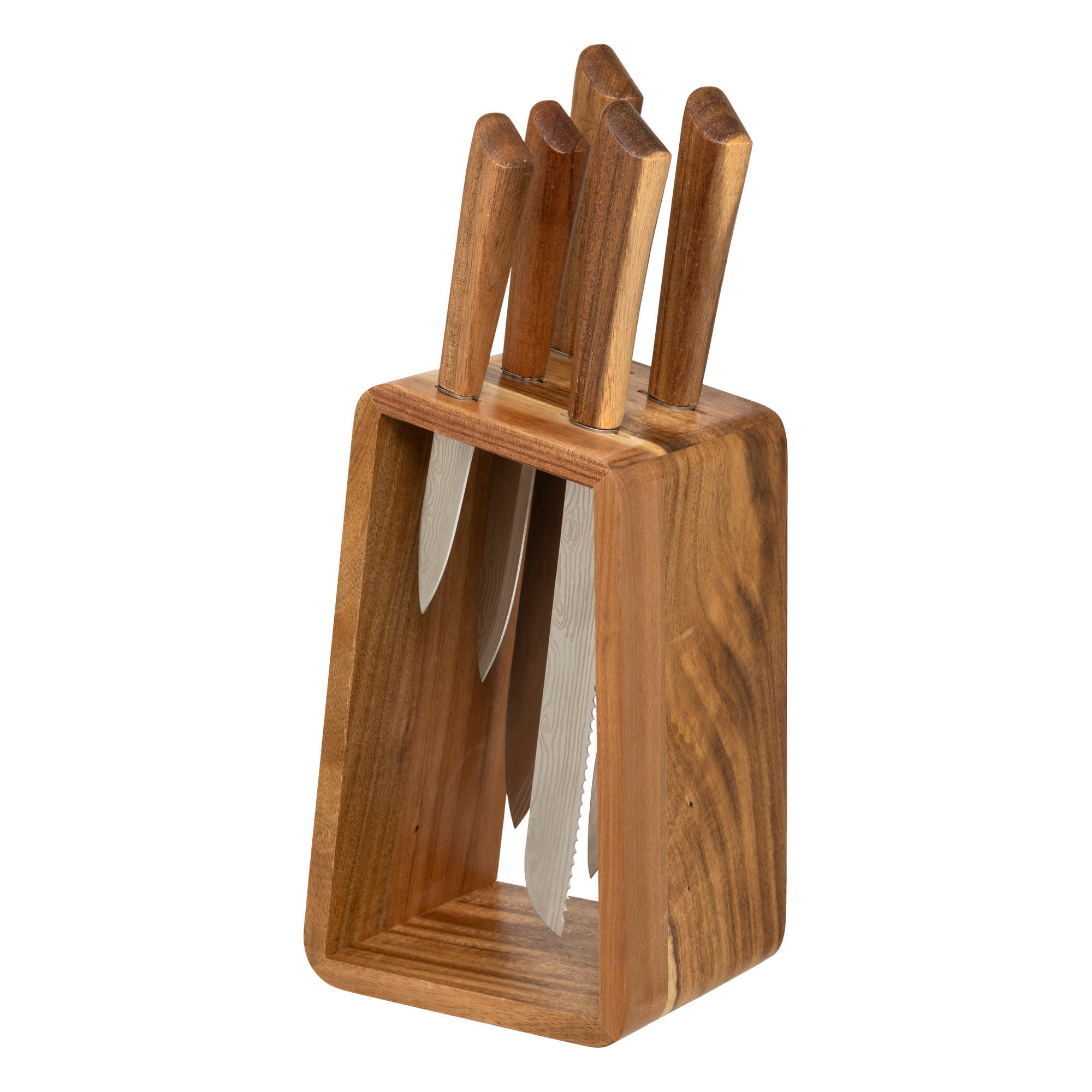 MESSERSET mit Holzblock Harmony 15,2/11,3/36,3 cm - Braun, Holz (15.2cm) - 5five Simply Smart