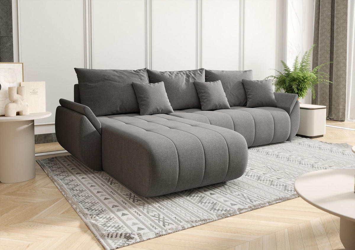 ECKSOFA mit Schlaffunktion TOKYO L Wind 21 - Braun/Grau, Textil (280/185cm) - Bedante