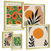 BILDER SET 5er Set - 50x50 cm & 20x30 cm & 40x60 cm Goldrahmen - Fruchtmuster der italienischen Kultur - Goldfarben, Kunststoff (40/60cm) - TULUP