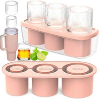 EISWÜRFELFORM Silikon 3er Set mit Behälter - Rosa, Kunststoff (1/1/1cm)
