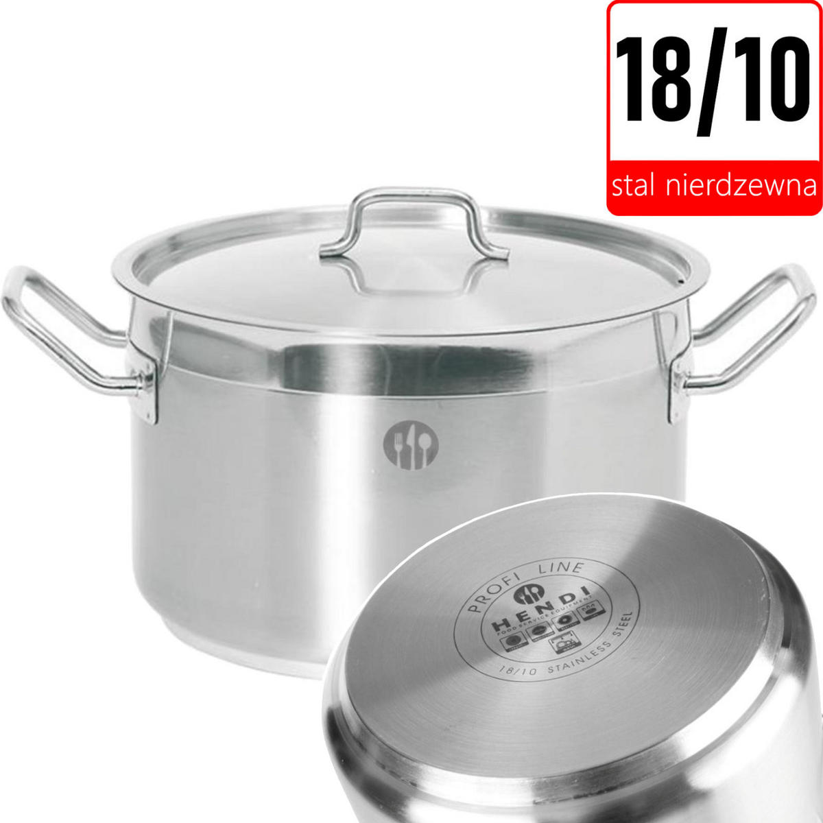 PROFI Line mittelgroßer Topf mit Deckel, 15 l Durchmesser 320 x 190 mm (Höhe) - Hendi 831601 - Schwarz/Weiß, Metall (25/30/25cm) - Hendi