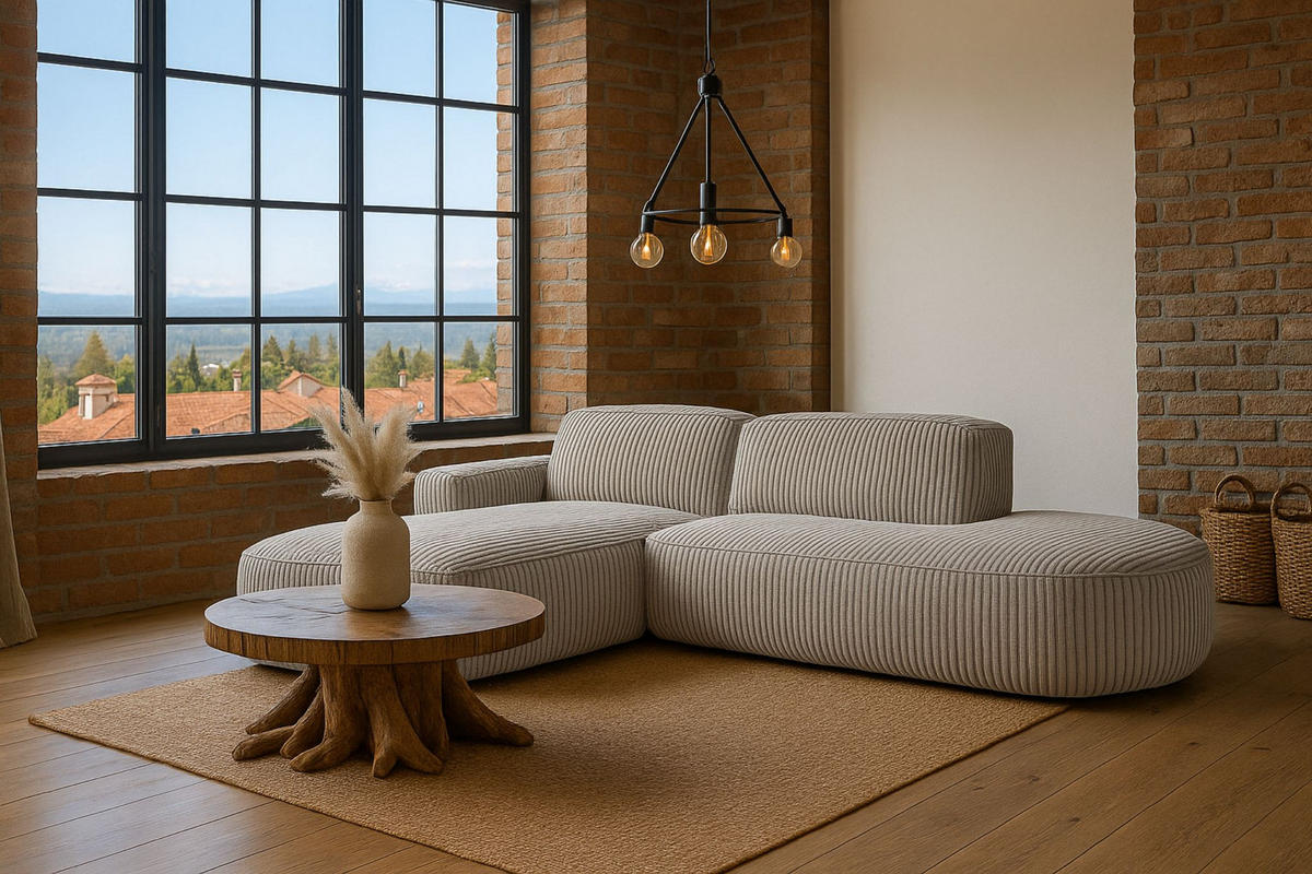 ECKSOFA Cursal Atelier, Stoff Poso, Dunkelbeige, Links - Beige, Holz (284/166cm) - Kaiser Möbel