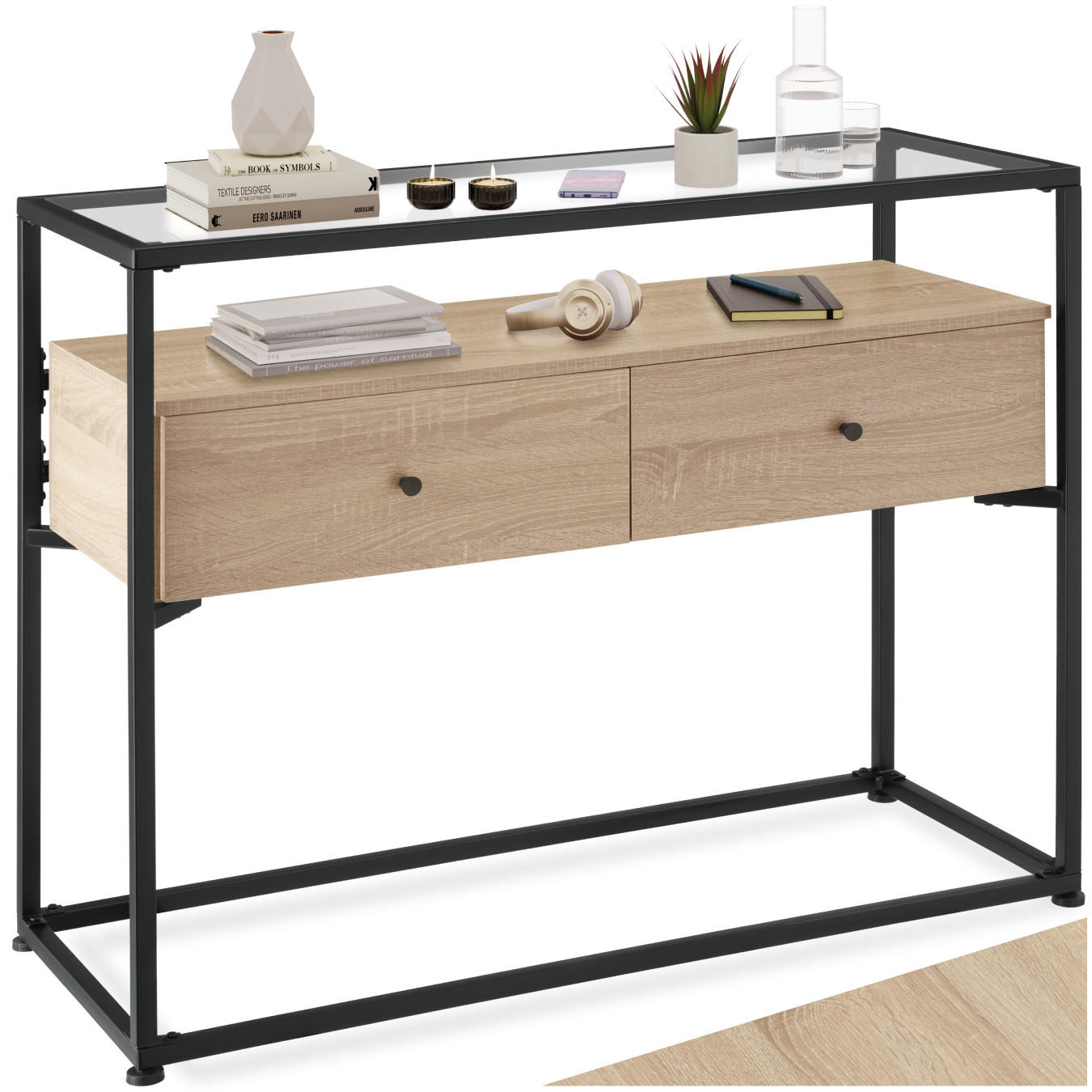 KONSOLENTISCH Reading,101,5 x 41,5 x 80,5 cm,Industrial Holz hell, Eiche Sonoma - Naturfarben, Holzwerkstoff (101.5/41.5/80.5cm) - tectake