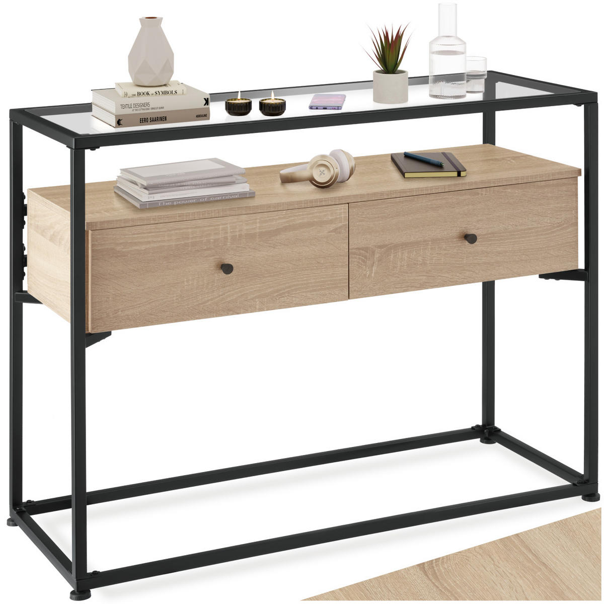 KONSOLENTISCH Reading,101,5 x 41,5 x 80,5 cm,Industrial Holz hell, Eiche Sonoma - Naturfarben, Holzwerkstoff (101.5/41.5/80.5cm) - tectake