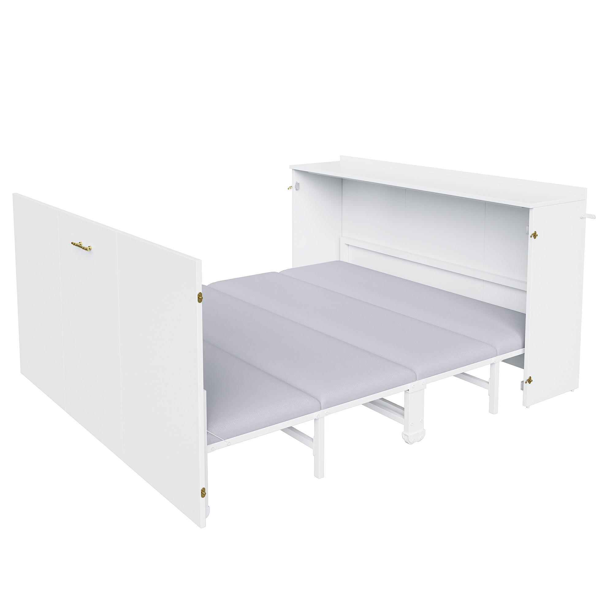 KLAPPBETT 140x200cm Metall Schrankbett Ausziehbar Weiß - Weiß, Metall (140/200cm) - FLIEKS