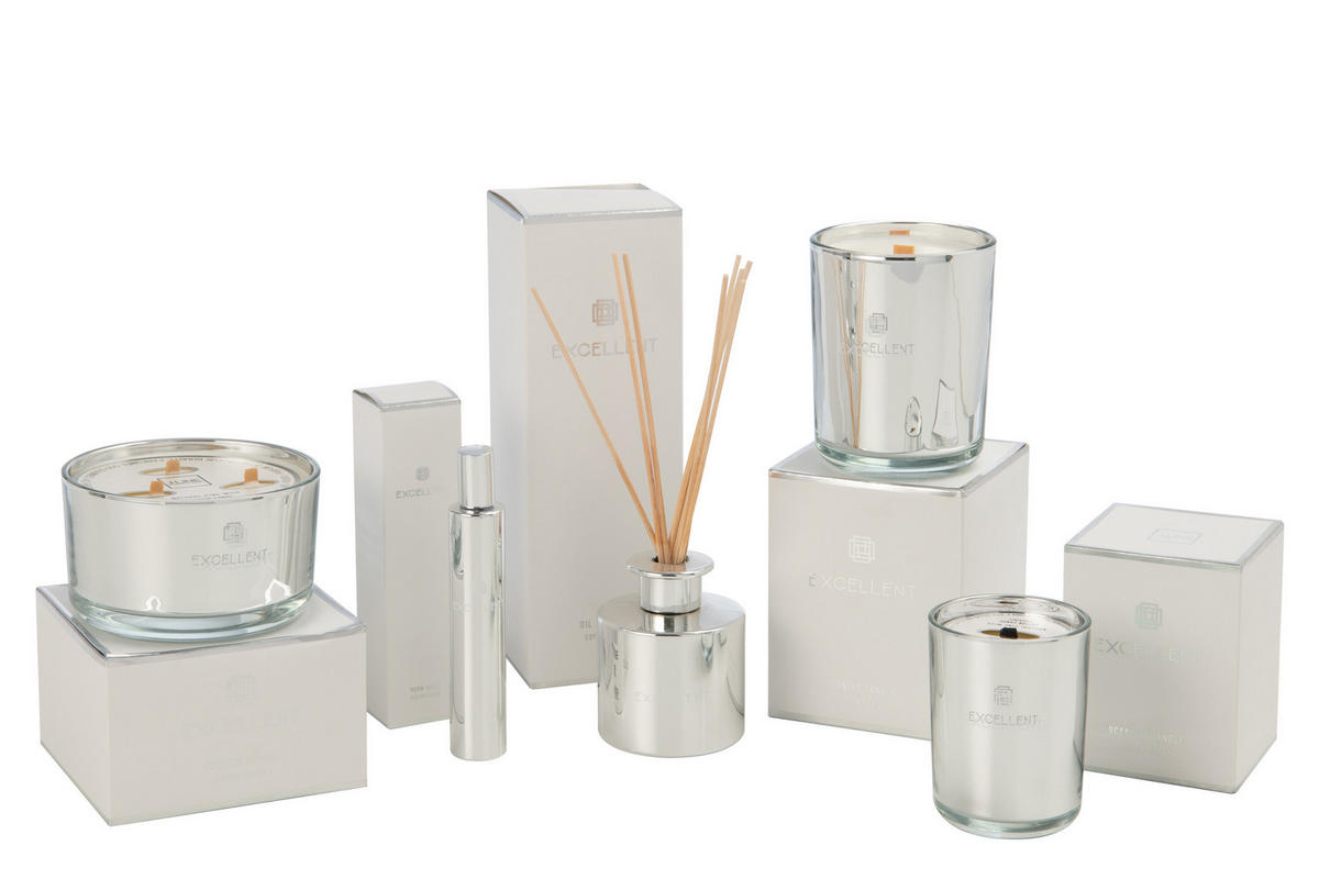 RAUMPARFUM SPRAY EXCELLENT - Glas - Silber - Silberfarben, Glas (3.5/16.5/3.5cm) - J-Line