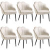 COCKTAILSESSEL 6er Set Hellen 66 x 62 x 80 5 cm creme/schwarz - Creme/Schwarz, Textil (66/80.5/62cm) - tectake