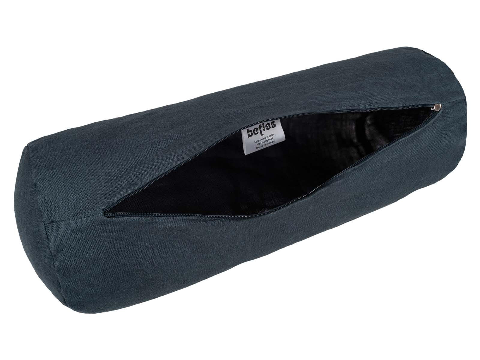 NACKENROLLENBEZUG reines Leinen tiefsee-blau 40/15 cm - Dunkelblau, Naturmaterialien (15/40cm) - beties Heimtextil