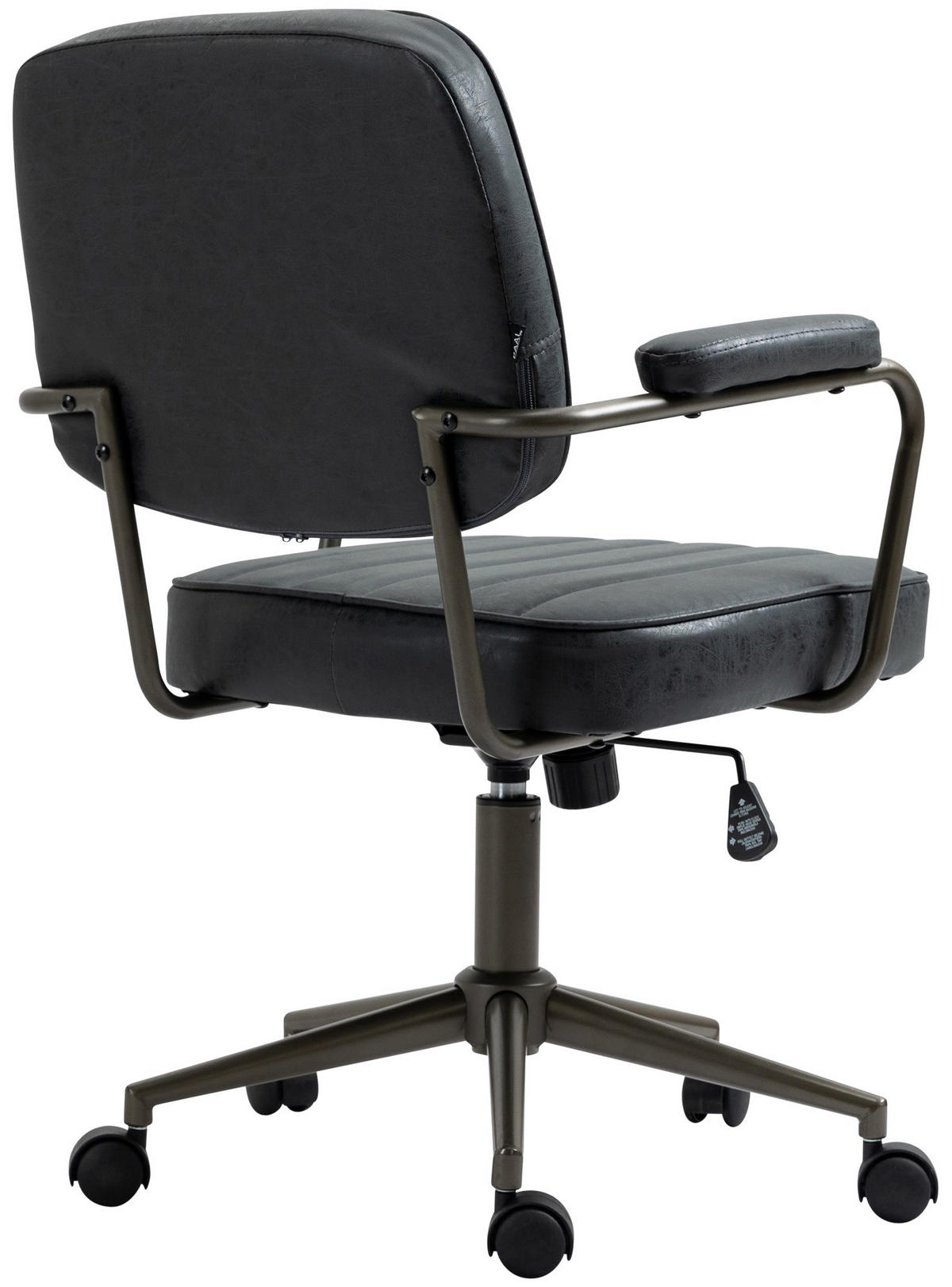 DREHSTUHL Lederlook antik schwarz - Schwarz, Textil/Metall (61/88/63cm) - CLP