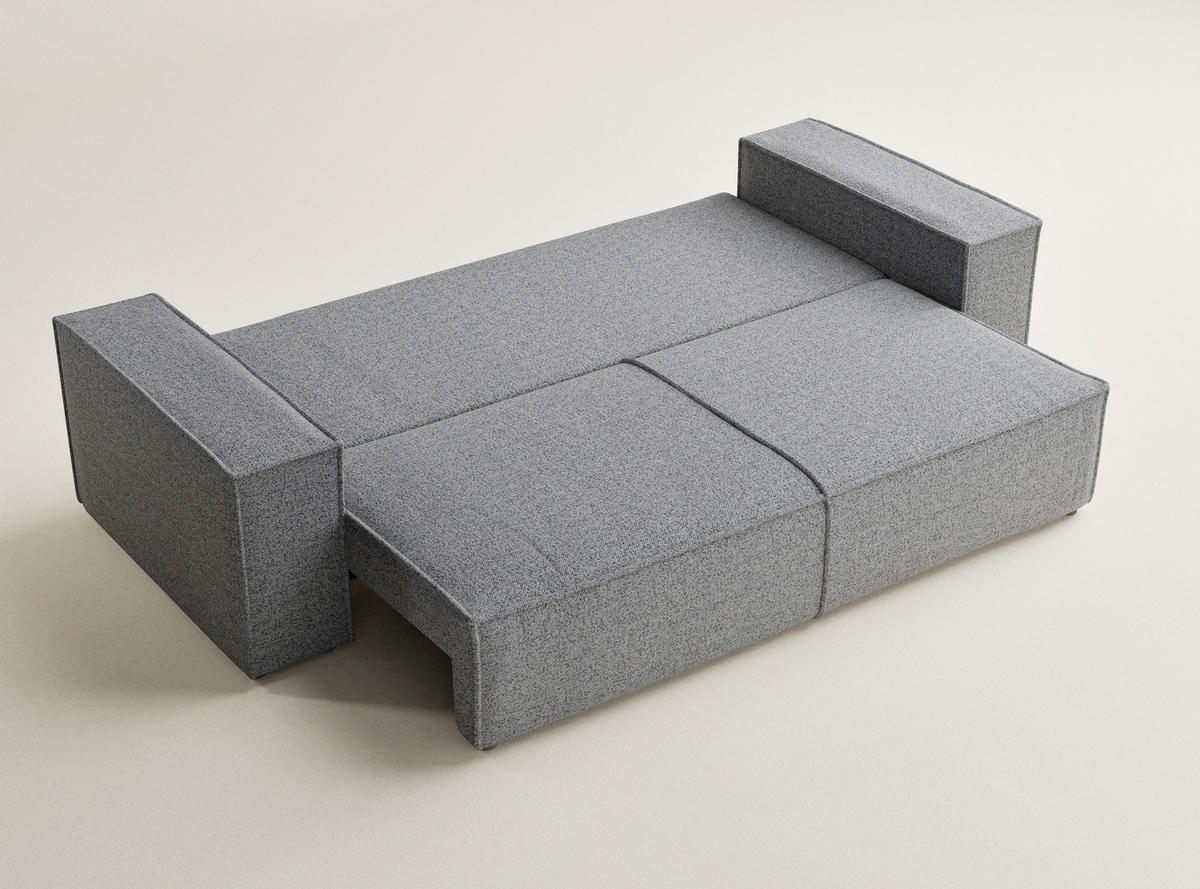 SOFA MIT SCHLAFFUNKTION Milos Grau Webstoff - Schwarz/Grau, Holz/Holzwerkstoff (255/70/105cm) - Maison de Reve