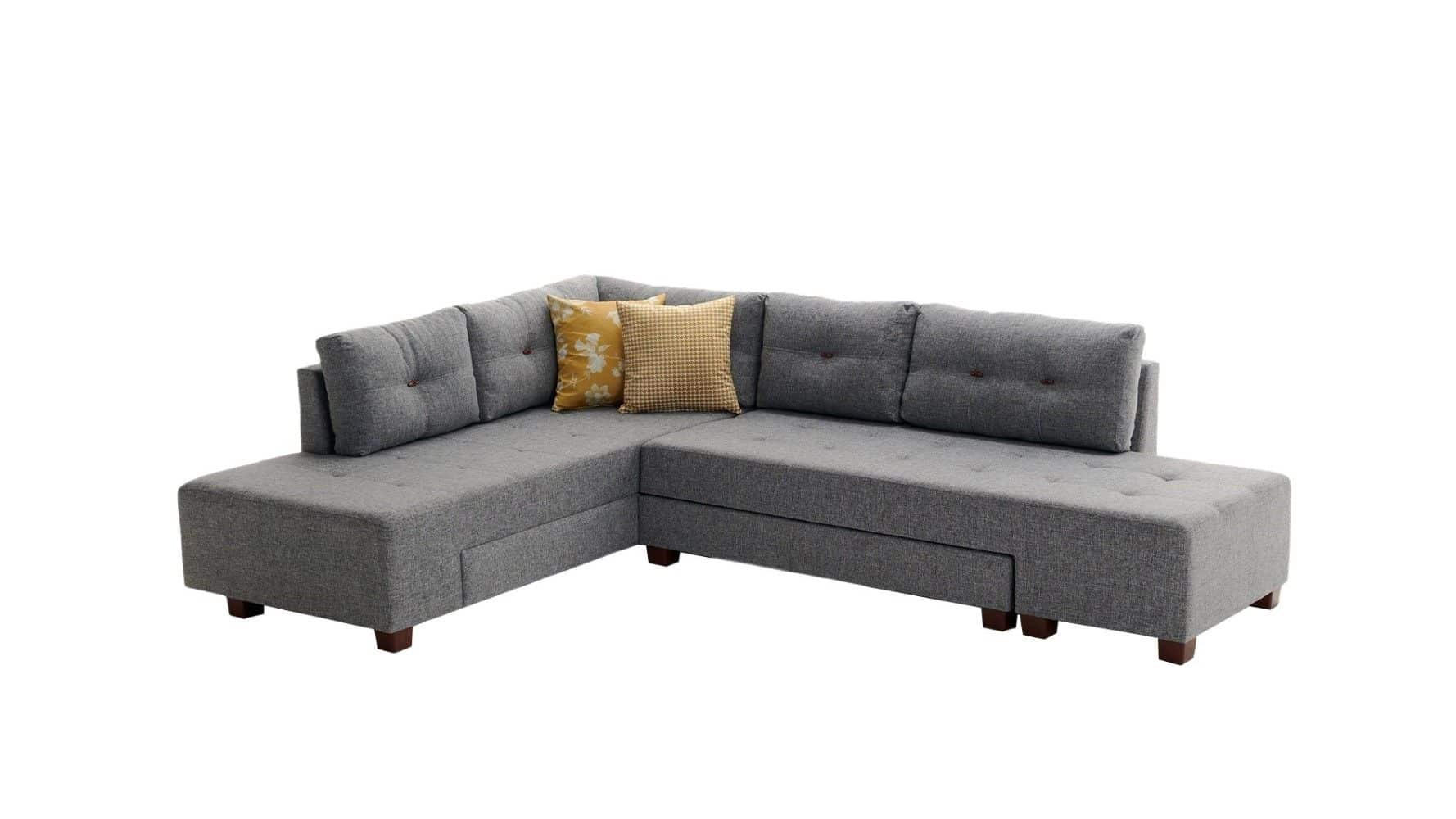ECKSOFA mit rollbarer Schlaffunktion - Walnussfarben/Braun, Holzwerkstoff/Kunststoff (280/206cm) - myHomelando