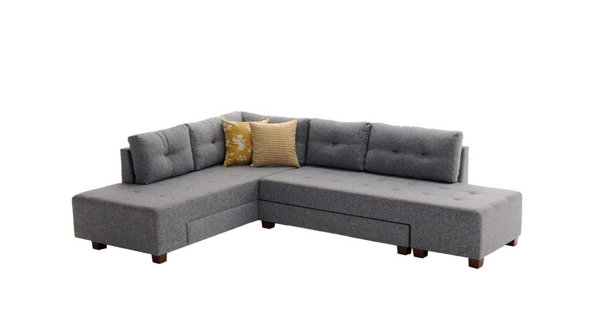 ECKSOFA mit rollbarer Schlaffunktion - Walnussfarben/Braun, Holzwerkstoff/Kunststoff (280/206cm) - myHomelando