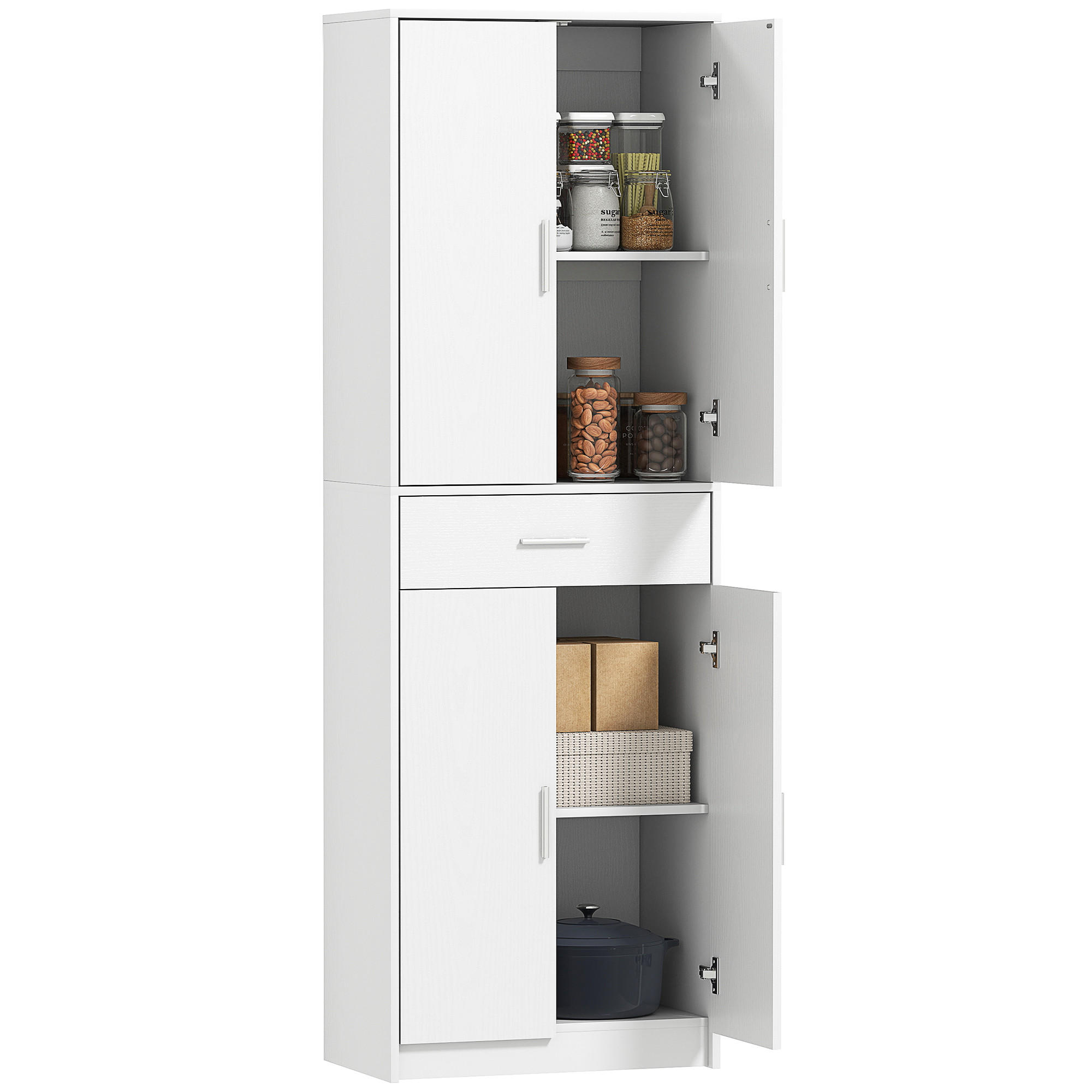 HIGHBOARD DE-08657 3-stufig verstellbare Regale Weiß - Weiß, Holzwerkstoff (35/180/60cm) - ComfortXL
