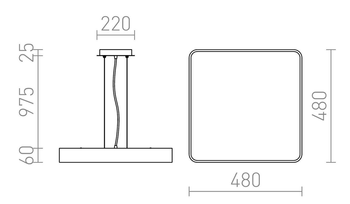 PENDELLEUCHTE MENSA SQ 48 Weiß 56 W - Weiß, Metall (30/30/120cm) - Rendl