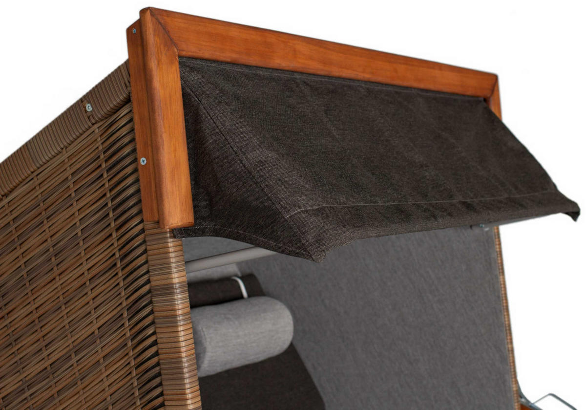 STRANDKORB Tinnum 2 Sitzer Pinie PE griseum - Braun/Grau, Metall (115/38/92cm) - Mr. Deko