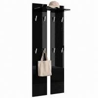 GARDEROBENPANEEL Wandpaneel Schwarz Hochglanz - Schwarz Hochglanz, Holzwerkstoff (57/170/20cm) - Vladon