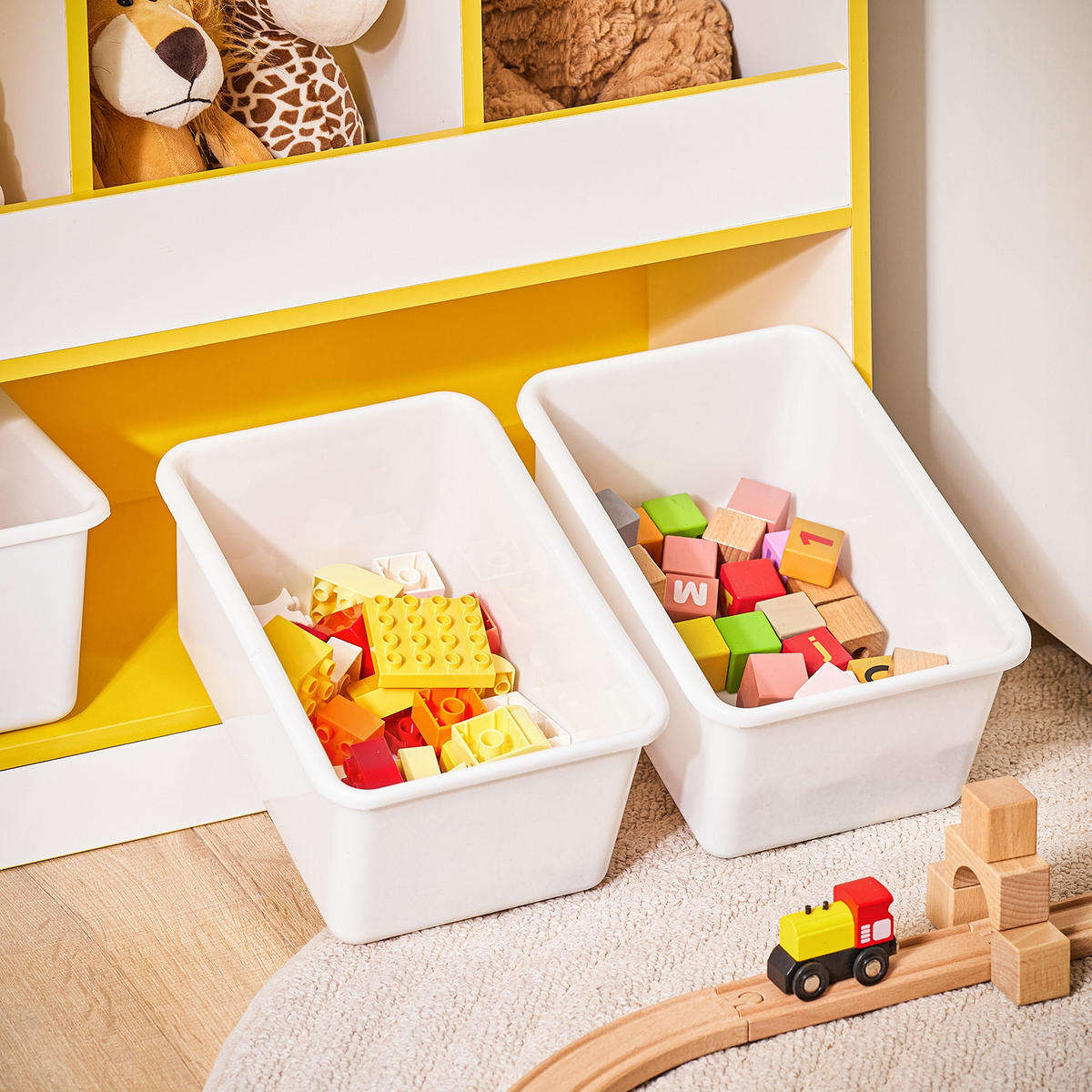 KINDERREGAL Weiß-Gold - Goldfarben/Weiß, Holzwerkstoff (70/58/30cm) - SoBuy
