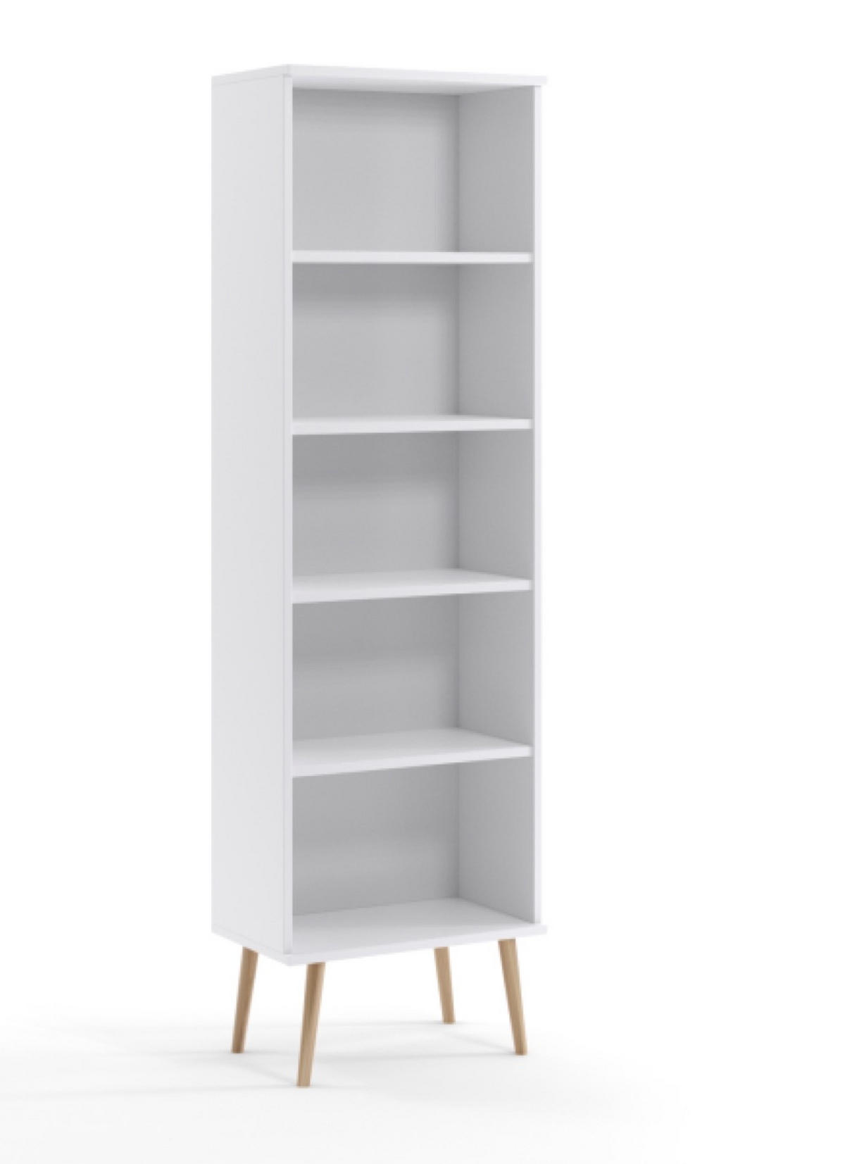 REGAL Weiß Boho Auf Hohen Beinen Mit Regalen Mit Massivholzbeinen - Weiß, Holzwerkstoff (46/180/32cm) - Sepro Meble
