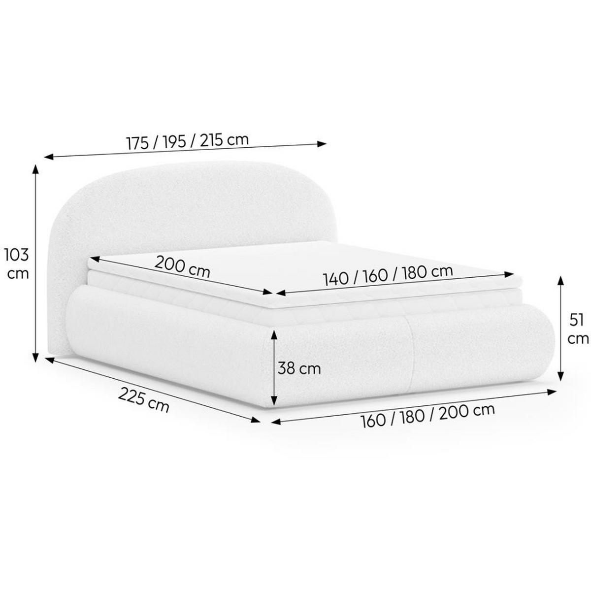 POLSTERBETT Motti mit Matratze und Topper, 160x200 cm, Beige - Beige, Textil (180/200cm) - Beautysofa