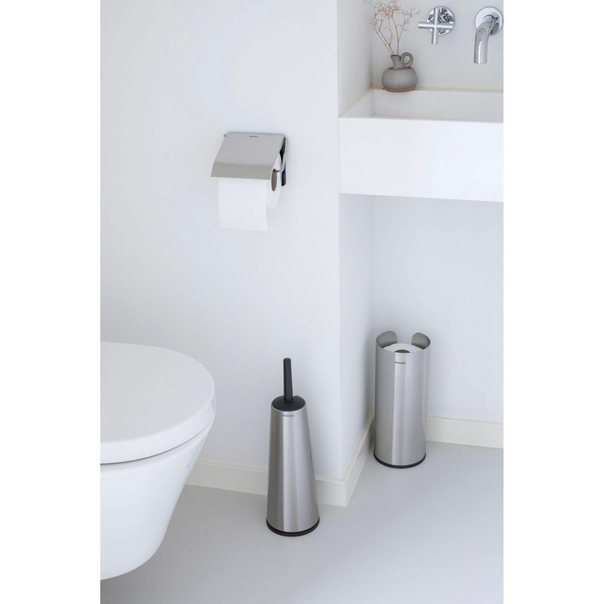 TOILETTENBÜRSTENGARNITUR ReNew, Matt Edelstahl - Silberfarben, Metall (14.4/11.8/16.5cm) - Brabantia