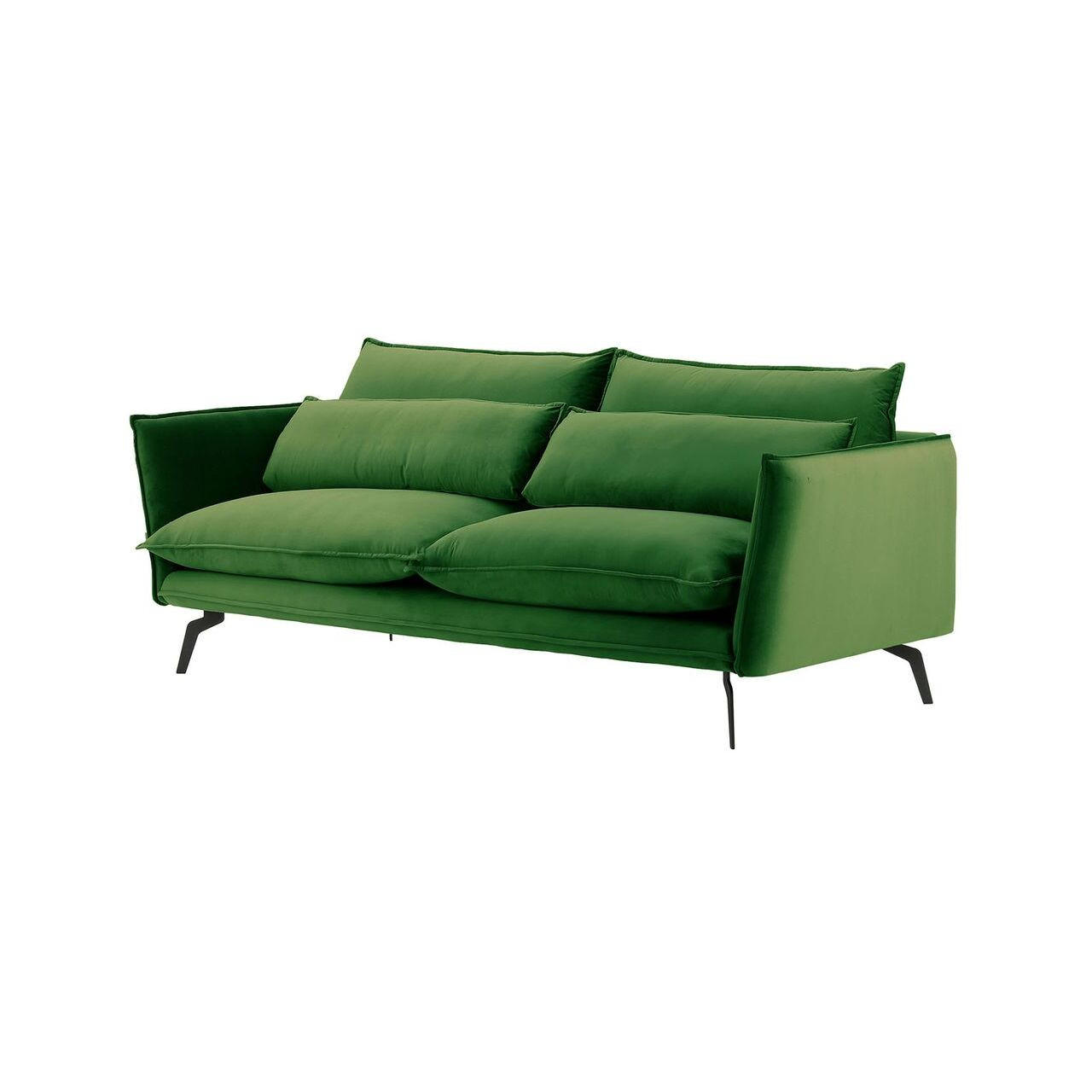 DREISITZER-SOFA Layla-Velluto 10 - Grün, Holz/Textil (237/95/98cm)