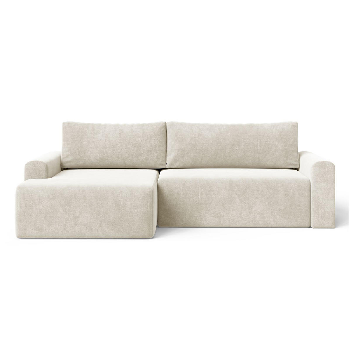 ECKSOFA MILO LARGE mit Schlaffunktion, Bettkasten und Cordbezug, Links - VIBE 03 - Creme, Holz (270/142cm) - Dekori_Interiors