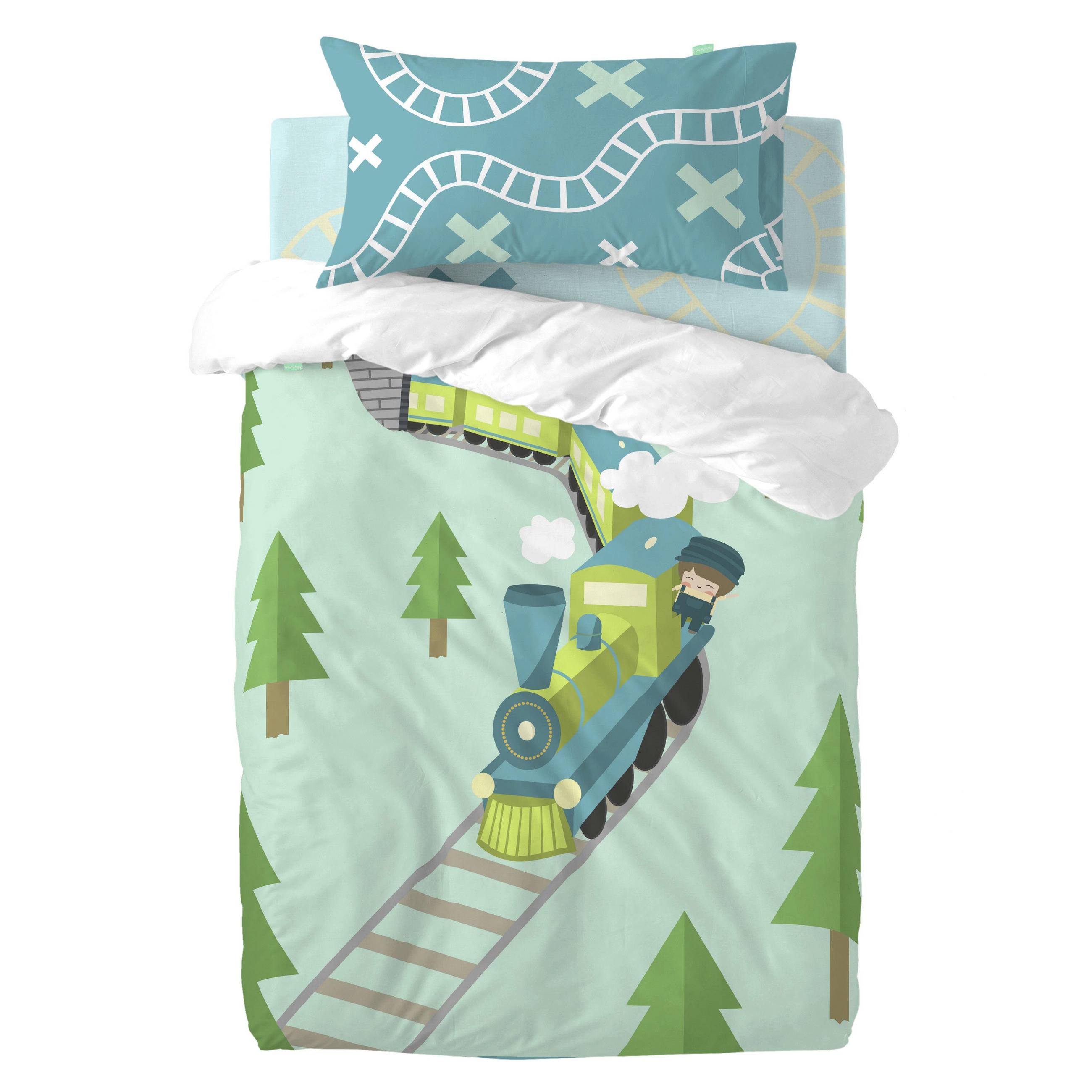 BETTBEZUG 2er-Set teiliges train 100x120 cm (kinderbett) mehrfarbig - Multicolor, Textil (100/120cm) - Happy Friday