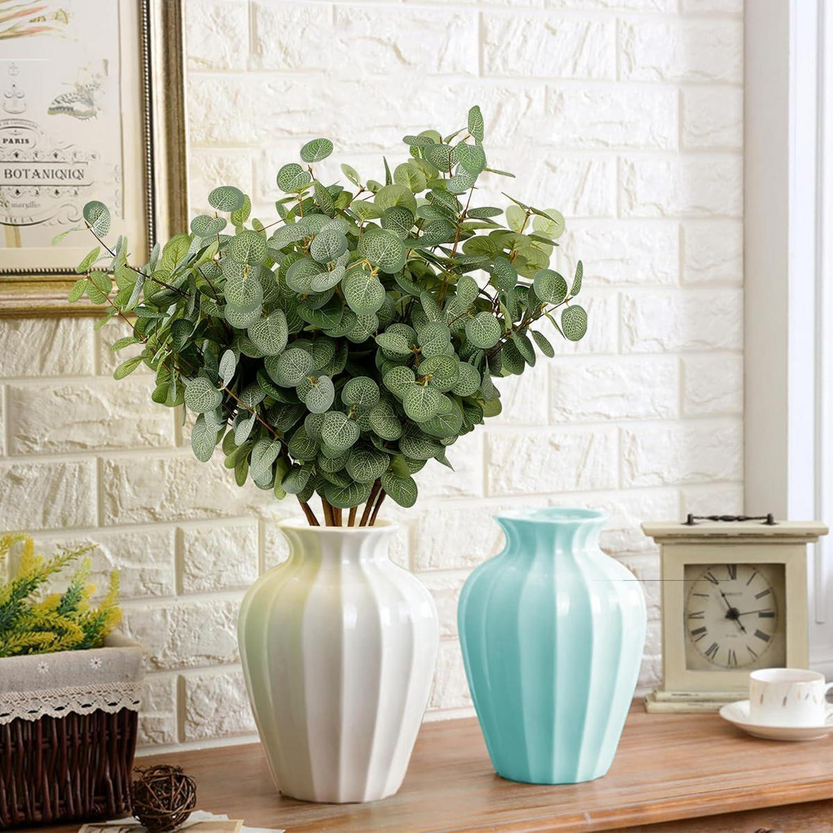 KUNSTPFLANZE Eukalyptus 6er Set 60 cm - Grün, Kunststoff (60cm)