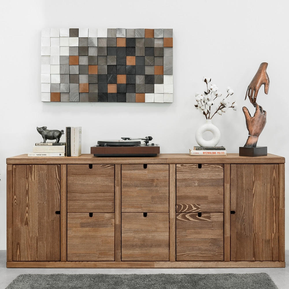 KOMMODE aus Massivholz MARIKA 2/6 - Dunkelbraun, Holz (180/71/40cm) - Seart