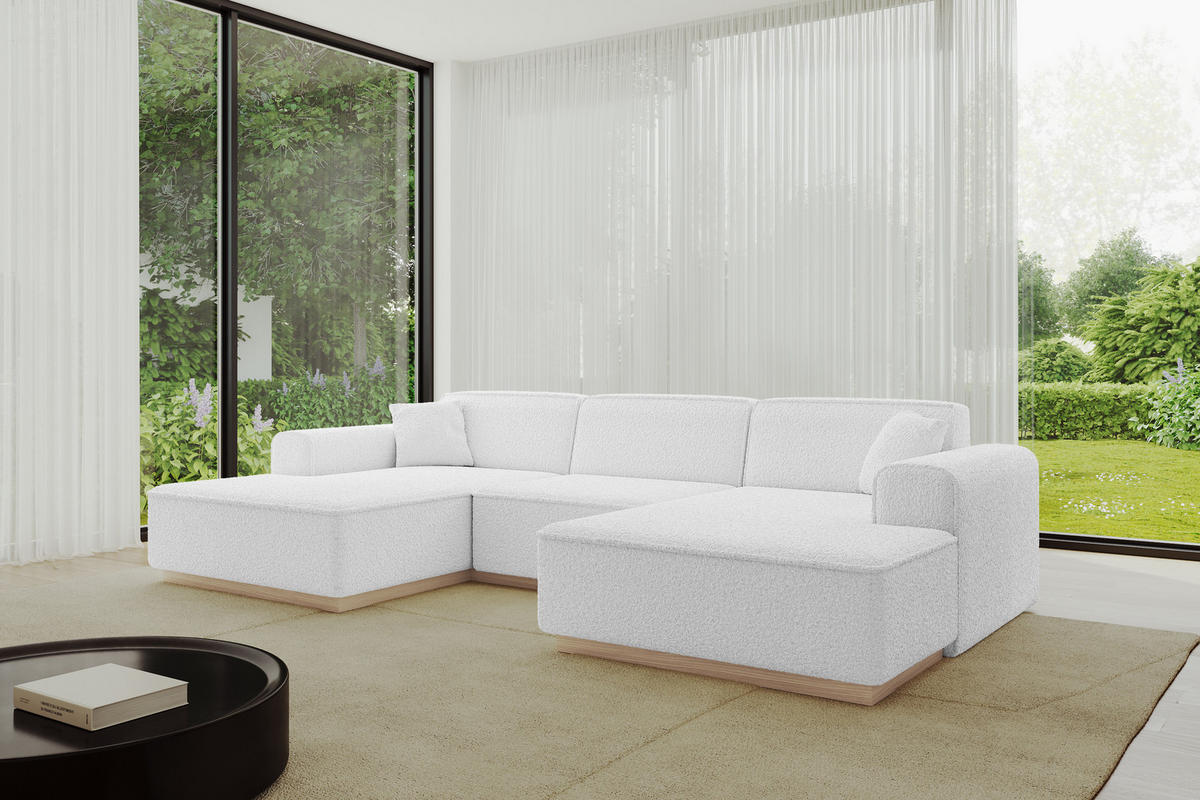 WOHNLANDSCHAFT IREA-U1 - 303x171x83 cm Weiß - Weiß, Holzwerkstoff/Textil (303/83/171cm) - ALTDECOR