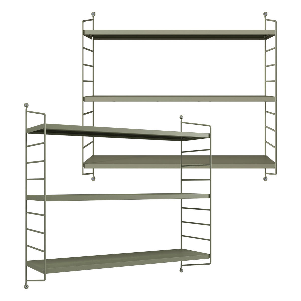 SADA NÁSTĚNNÝCH POLIC 2 KS Strängnäs - šedohnědá, kov (60/50/15cm) - [en.casa]