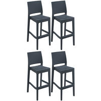 BARHOCKER 4er Set Ganar Kunststoff Dunkelgrau - Dunkelgrau, Kunststoff (40/108/51cm) - DELUKE