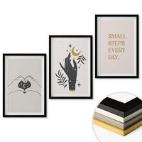 WANDBILDER 3er-Set - 40x60 cm Schwarzer Rahmen - Minimalistische Boho-Illustrationen - Schwarz, Kunststoff (40/60cm) - ArtPrintCave