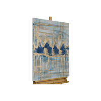 OLEJOMAĽBA 60/90 cm, More a pláž - zlatá, drevo/textil (60/90cm) - KUNSTLOFT