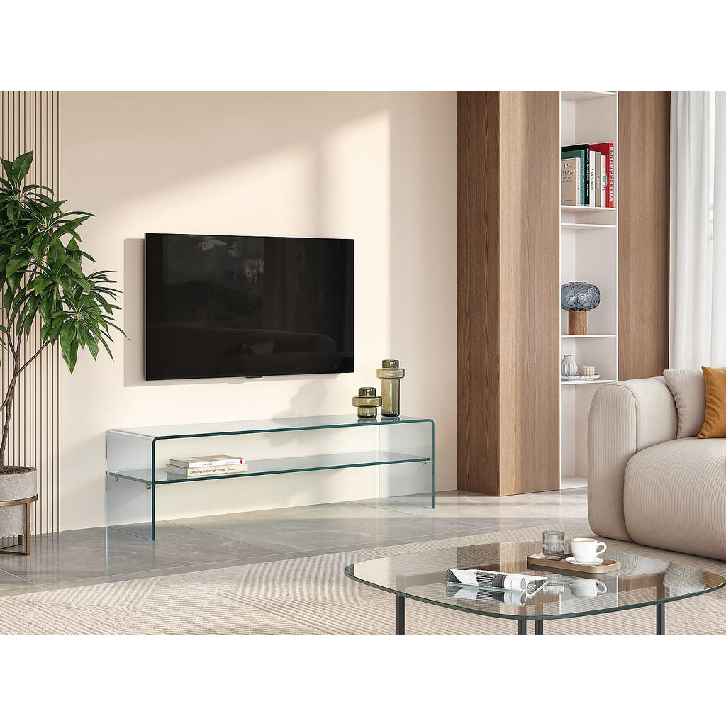 Thumbnail - Vente-Unique Tv-Möbel, Transparent, Glas, Uni, Rechteckig, 40x40x140 cm, Wohnzimmer, Wohnwände, Lowboards, Lowboards ste...