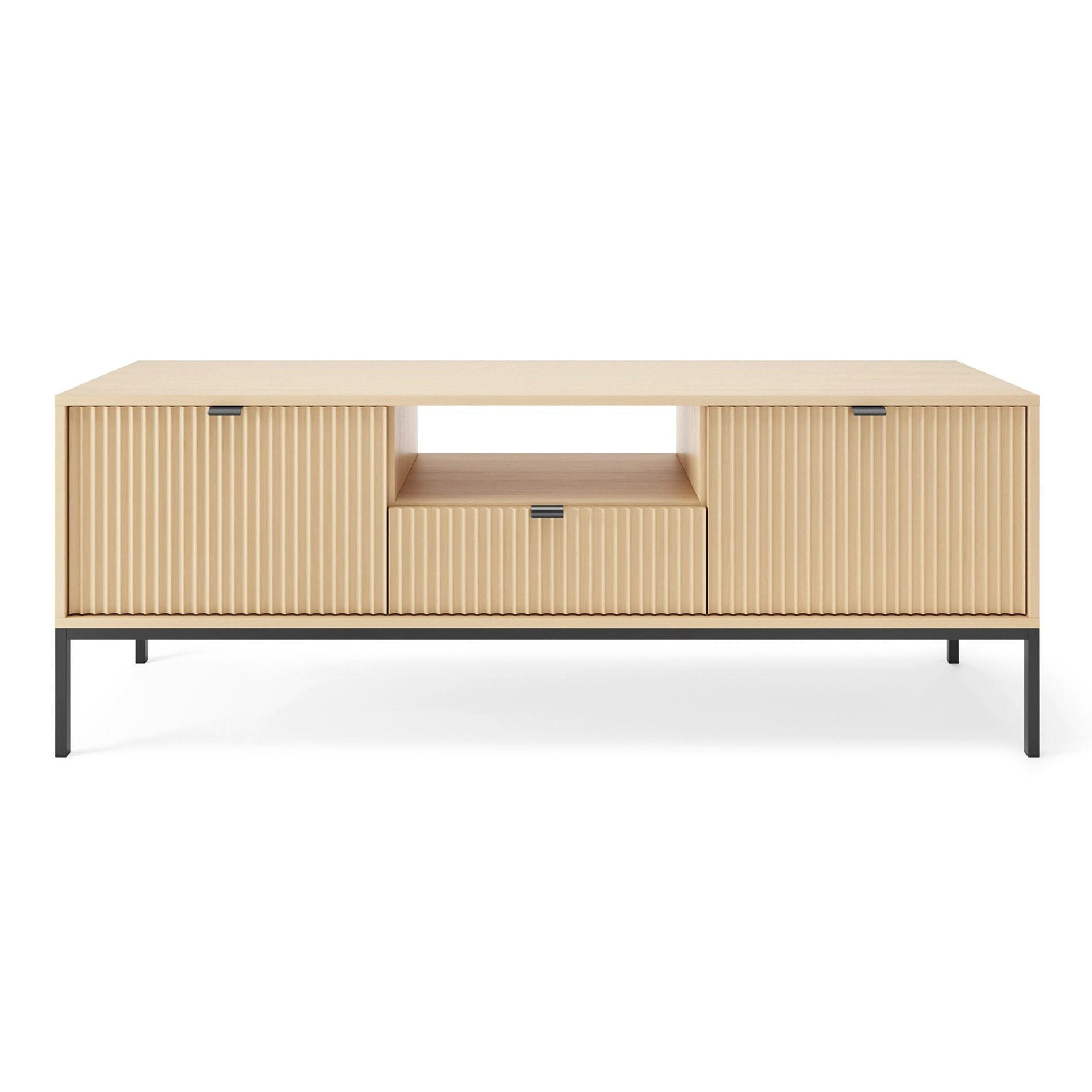 TV stolík Vellore Dekor dub Vicenza 154/56/39 cm - čierna/béžová, kov/kompozitné drevo (154/56/39cm) - Selsey