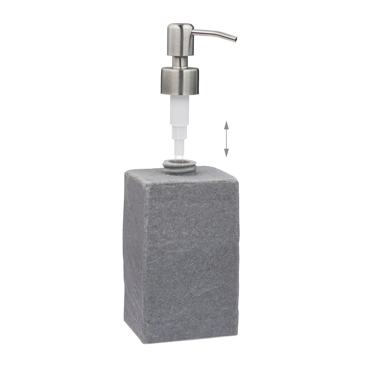 SEIFENSPENDER - Grau, Kunststoff/Metall (7.5/17.5/8cm) - Relaxdays