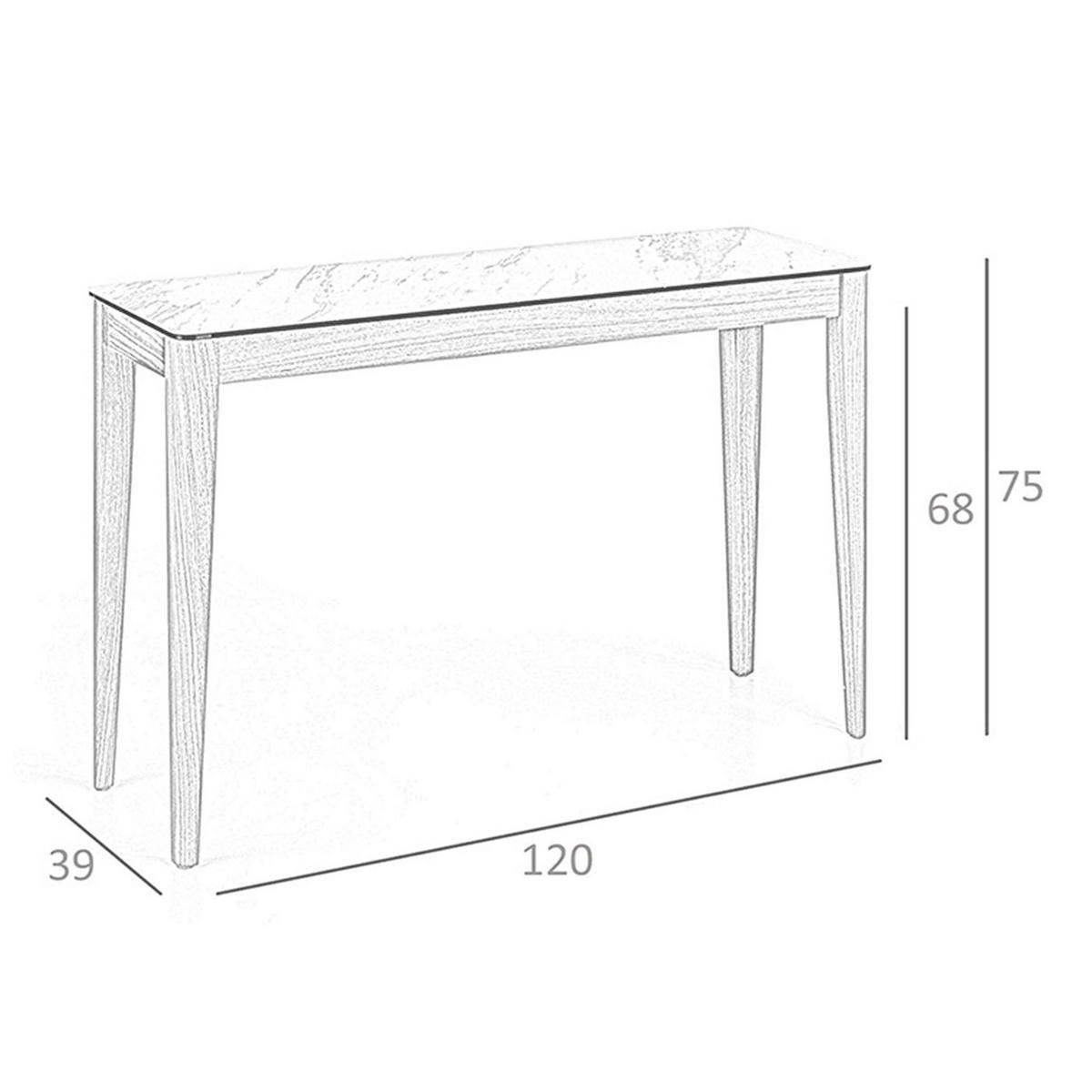 KONSOLENTISCH Rechteckiger aus Porzellanmarmor und Nussbaumholz 120/39/75 cm - Walnussfarben/Weiß, Holz/Holzwerkstoff (39/120/75cm) - ANGEL CERDA