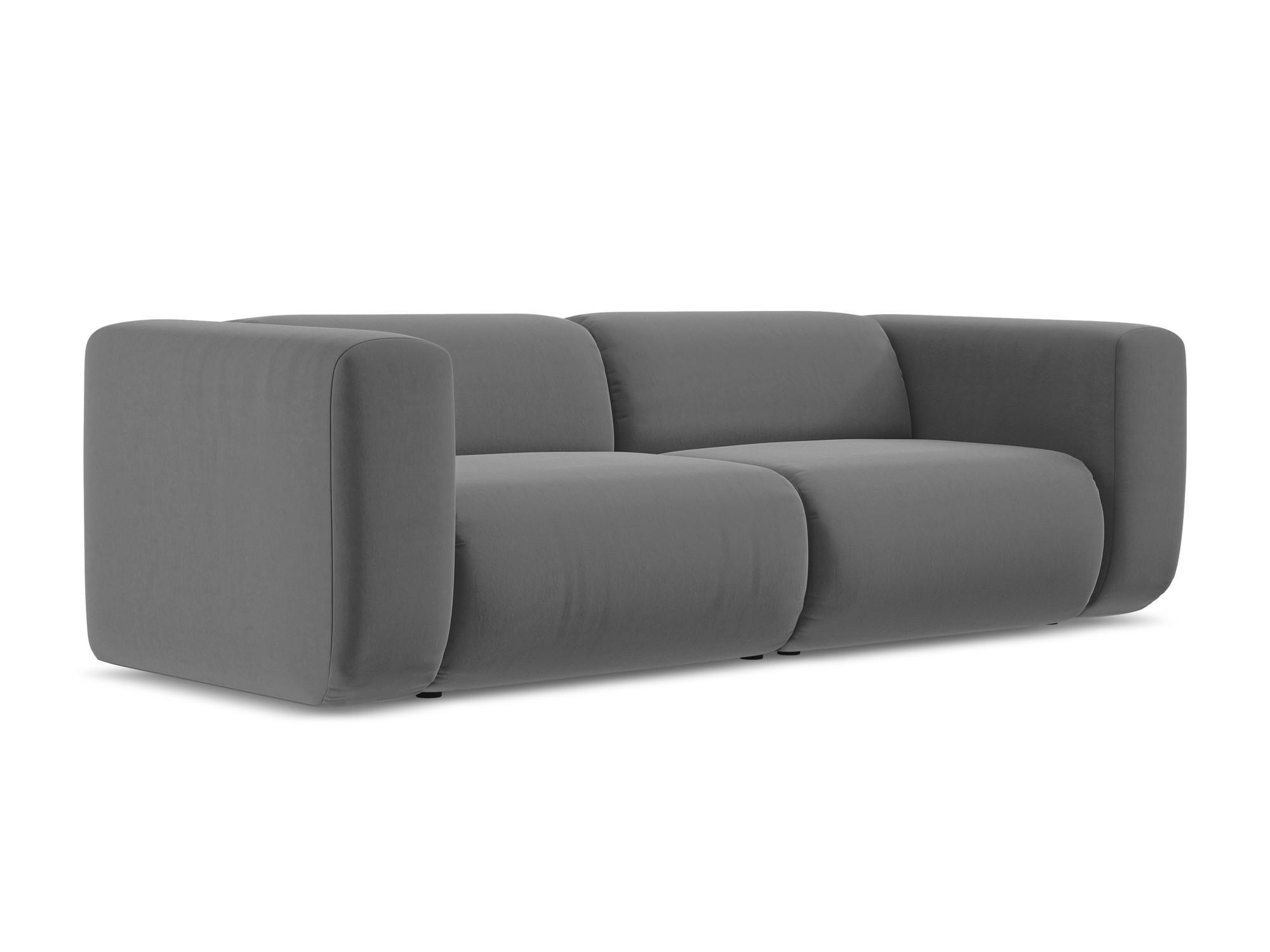 3-SITZER SOFA Samt Stoff Grau - Schwarz/Grau, Kunststoff/Textil (228/70/89cm) - Makamii