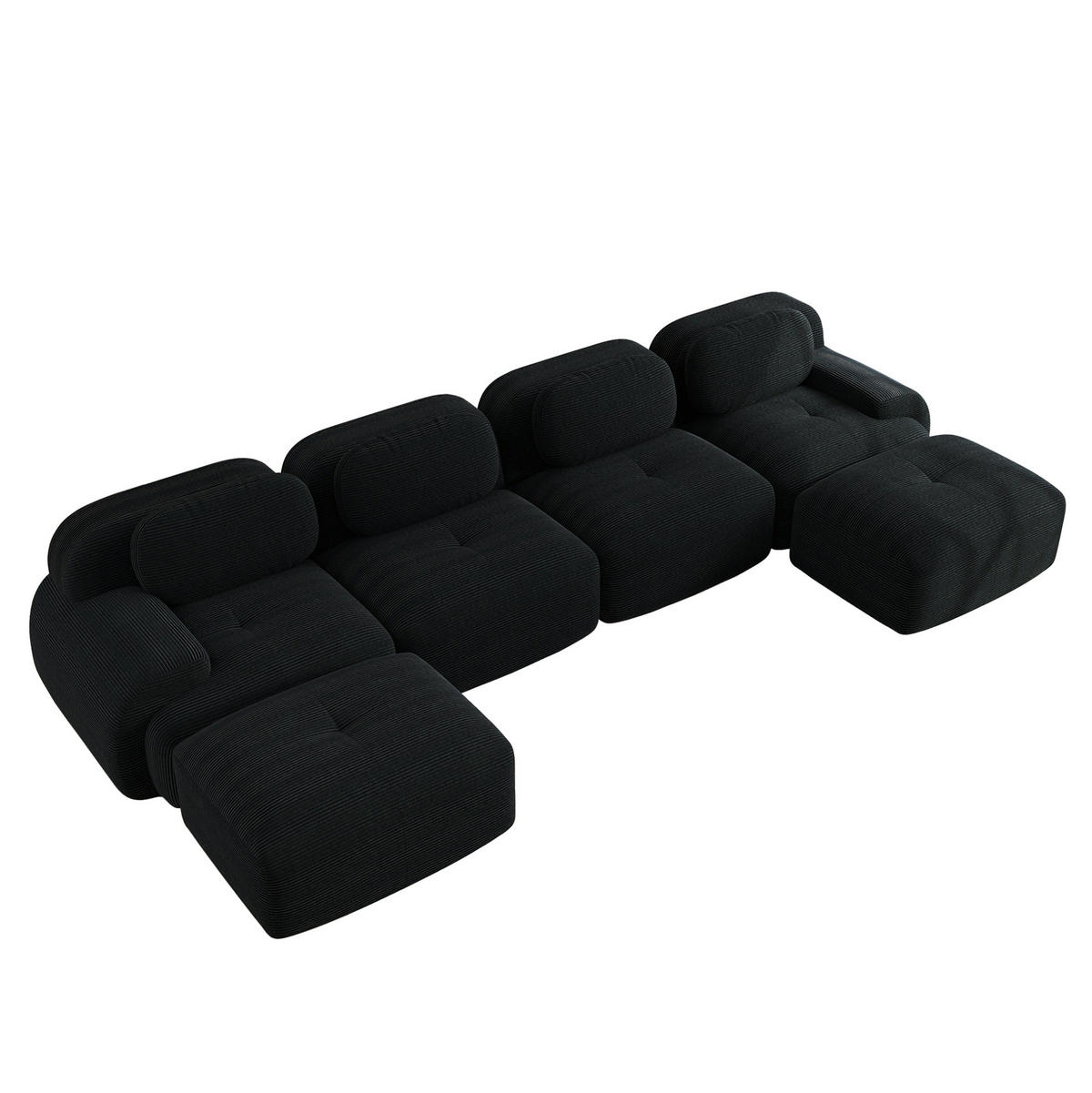 MODULÁRNÍ rohová pohovka černá z manšestru s ergonomickým tvarem - černá, textil (178/388cm) - OKWISH