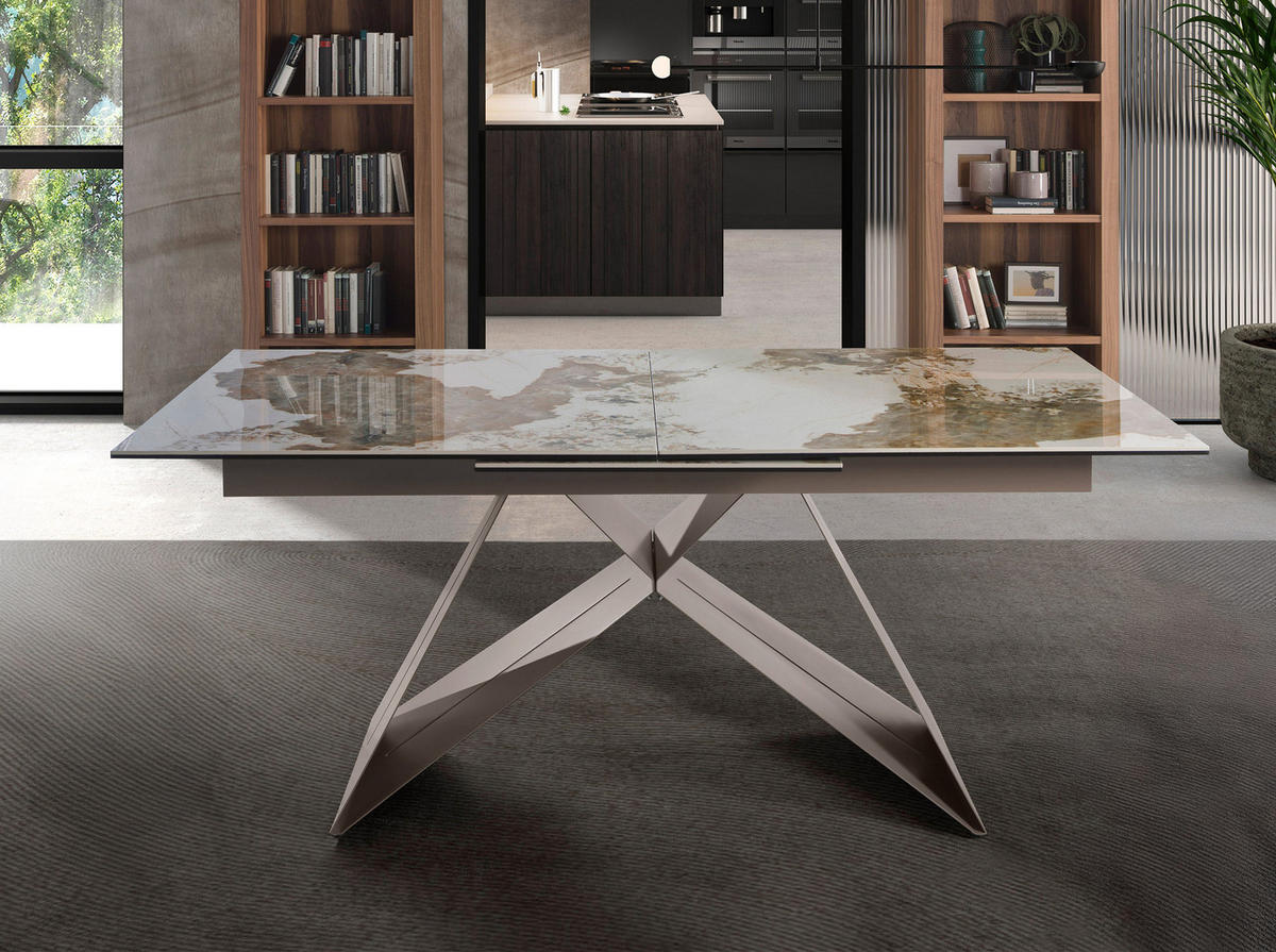ESSTISCH Rechteckig Weiß Taupe Grau 180/90/76 cm - Goldfarben/Weiß, Stein (90/180/76cm) - ANGEL CERDA